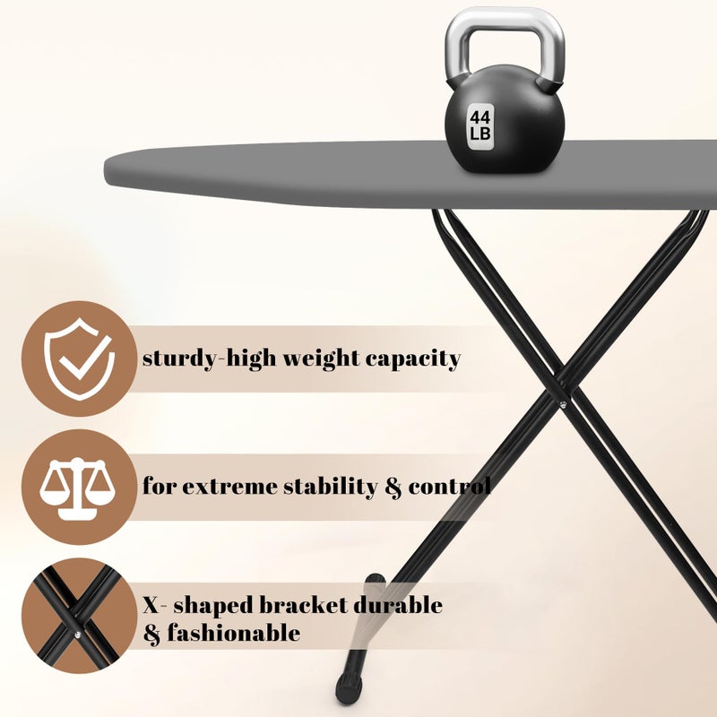 RIZTAIK Ironing Board, Compact and Space Saver,Size 13 x 43, Metal Construction Ironing Boards with Extra Thick Heavy Duty Padded, Stable Structure,Skid Feet, Premium Iron Board (Grey) - Image 3
