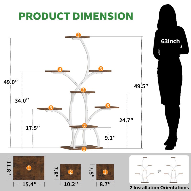 CODACE Plant Stand Indoor with Grow Lights, 6 Tiered Plant Shelf Indoor, 50" Corner Plant Stands for Indoor Plants, Lighted Tree-Shaped Plant Holder, Tall Flower Display Rack for Living Room, Patioï¼ˆWhite) - Image 2