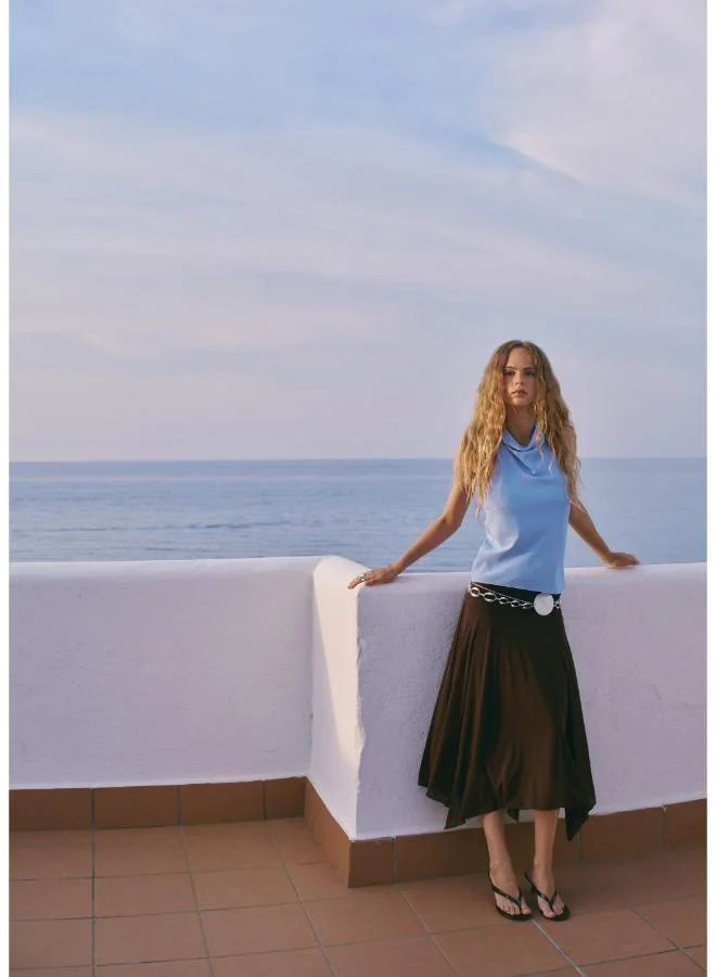 Mango 50-CELESTE Draped Halter Top for Women | Best Price UAE