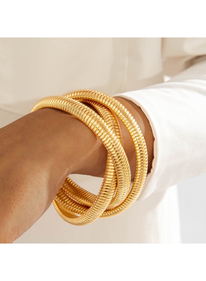 حقل مجموعة أساور Golden Designer للارتداء المتراكم والمتقاطع، 3 قطع - Image 1