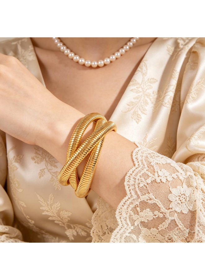 حقل مجموعة أساور Golden Designer للارتداء المتراكم والمتقاطع، 3 قطع - Image 1