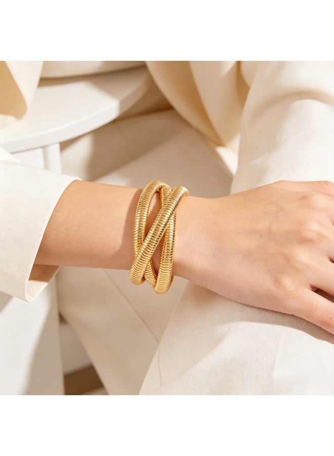 Field 3PCS Golden Designer bracelet Set,Stacked and Crossed Wear - Image 5