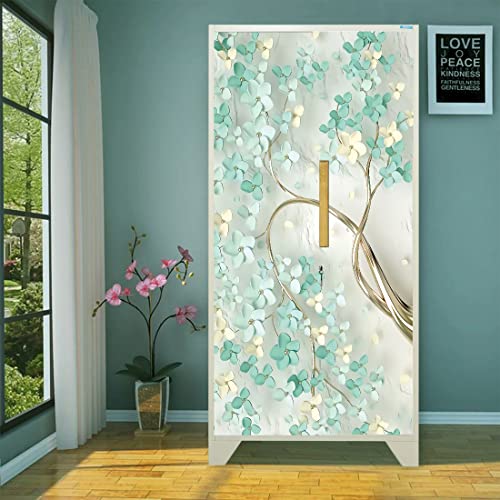 WallDaddy Self Adhesive Almirah Stickers, Wall Stickers, Decorative Sticker Wallpaper for Home Wardrobe Doors(Branch Flower Almirah) PVC Vinyl Size Large (39 x 84 Inch) - Image 1
