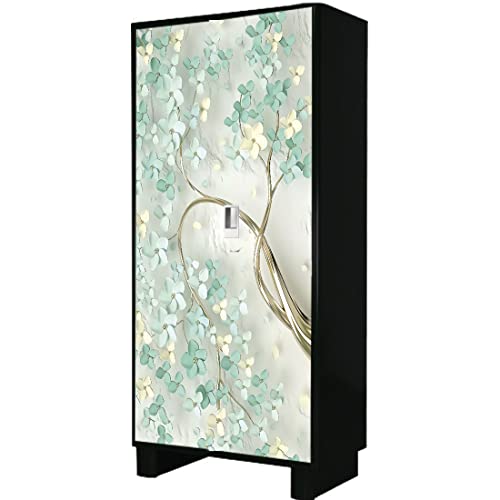 WallDaddy Self Adhesive Almirah Stickers, Wall Stickers, Decorative Sticker Wallpaper for Home Wardrobe Doors(Branch Flower Almirah) PVC Vinyl Size Large (39 x 84 Inch) - Image 3