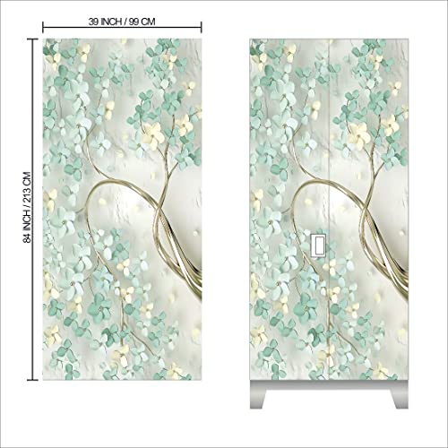 WallDaddy Self Adhesive Almirah Stickers, Wall Stickers, Decorative Sticker Wallpaper for Home Wardrobe Doors(Branch Flower Almirah) PVC Vinyl Size Large (39 x 84 Inch) - Image 2