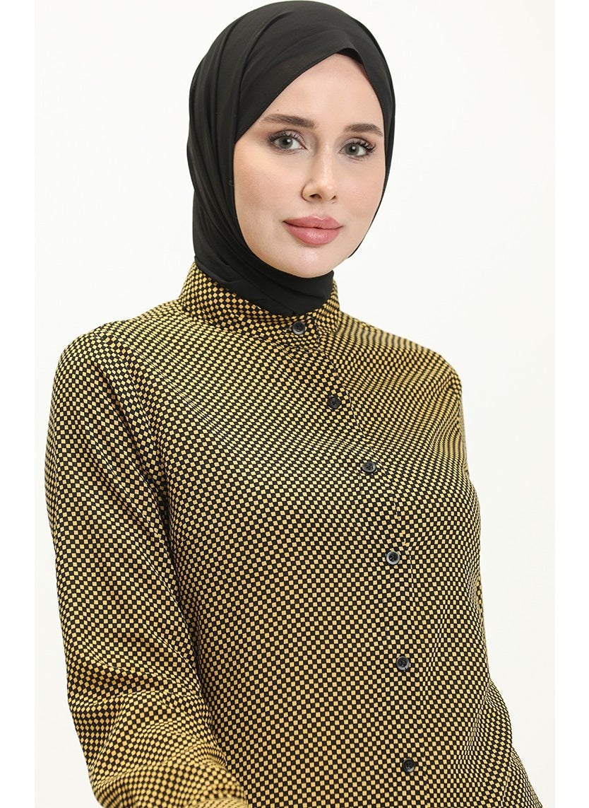 Sefa Merve Viscose Printed Tunic 2554-01 Mustard  - Image 3