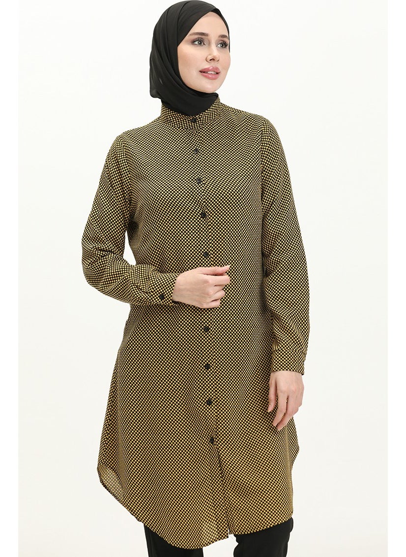 Sefa Merve Viscose Printed Tunic 2554-01 Mustard  - Image 1