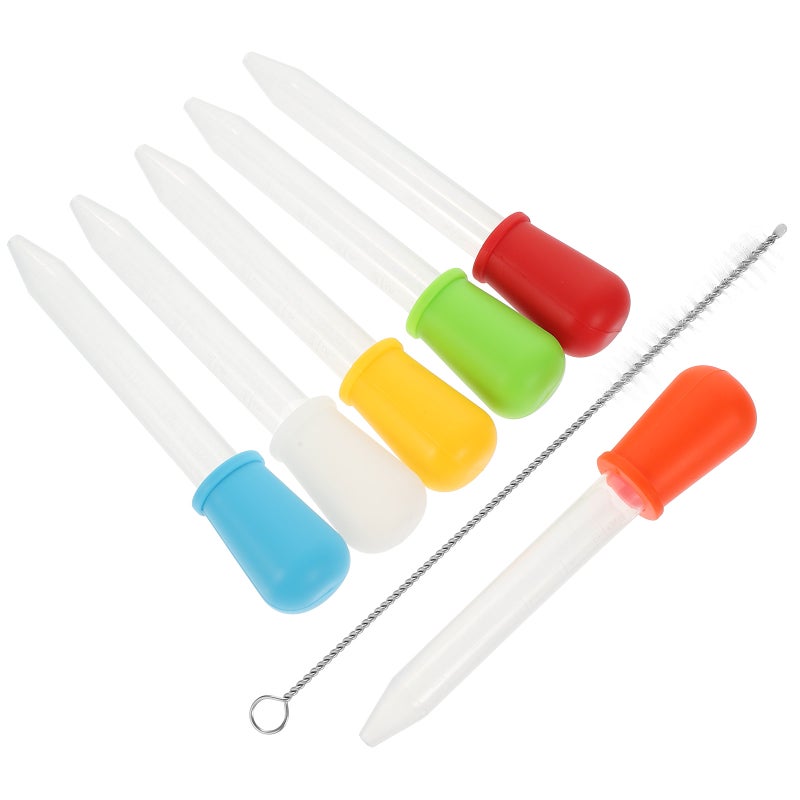 6Pcs Silicone Droppers Droppers 5ml Clear Liquid Pipettes Droppers with Cleaning Brush - Image 1