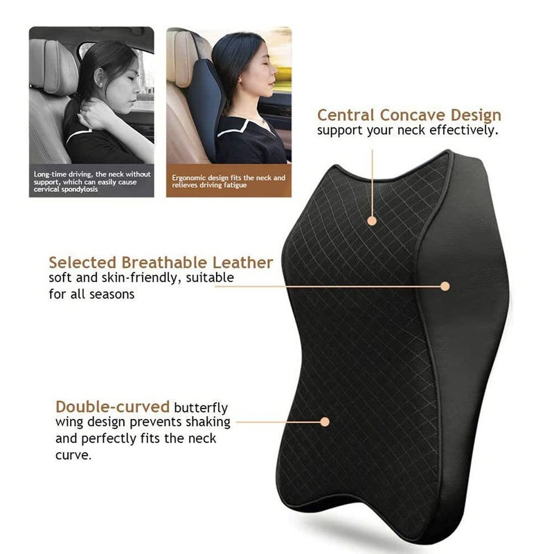 TRIVYOM Car Seat Back Head Rest Memory Foam Pillow, Car Neck Rest Cushion - Durable Neck Pillow with Breathable & Removable Cover, Driver Comfortable Neck Pain Relief for Long Drive (Black, Pack of 1) - Image 5