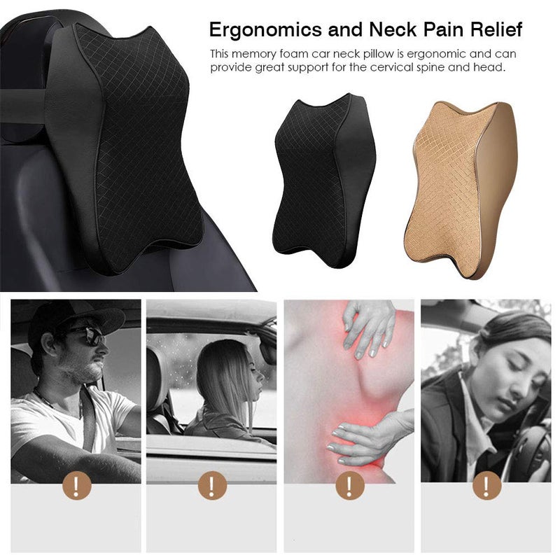TRIVYOM Car Seat Back Head Rest Memory Foam Pillow, Car Neck Rest Cushion - Durable Neck Pillow with Breathable & Removable Cover, Driver Comfortable Neck Pain Relief for Long Drive (Black, Pack of 1) - Image 4