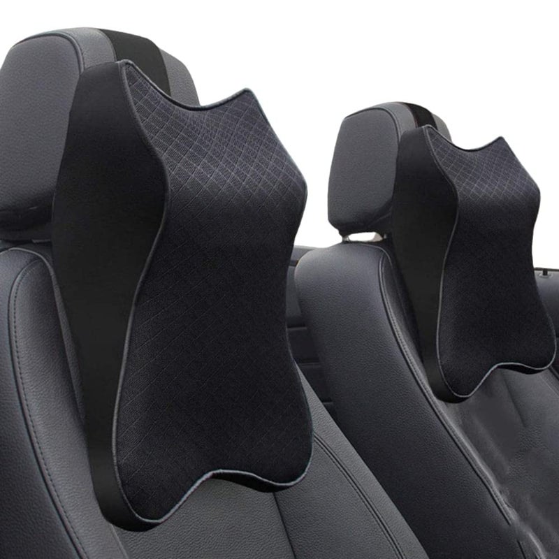 TRIVYOM Car Seat Back Head Rest Memory Foam Pillow, Car Neck Rest Cushion - Durable Neck Pillow with Breathable & Removable Cover, Driver Comfortable Neck Pain Relief for Long Drive (Black, Pack of 1) - Image 1
