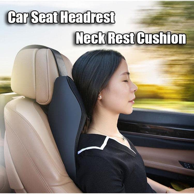TRIVYOM Car Seat Back Head Rest Memory Foam Pillow, Car Neck Rest Cushion - Durable Neck Pillow with Breathable & Removable Cover, Driver Comfortable Neck Pain Relief for Long Drive (Black, Pack of 1) - Image 2