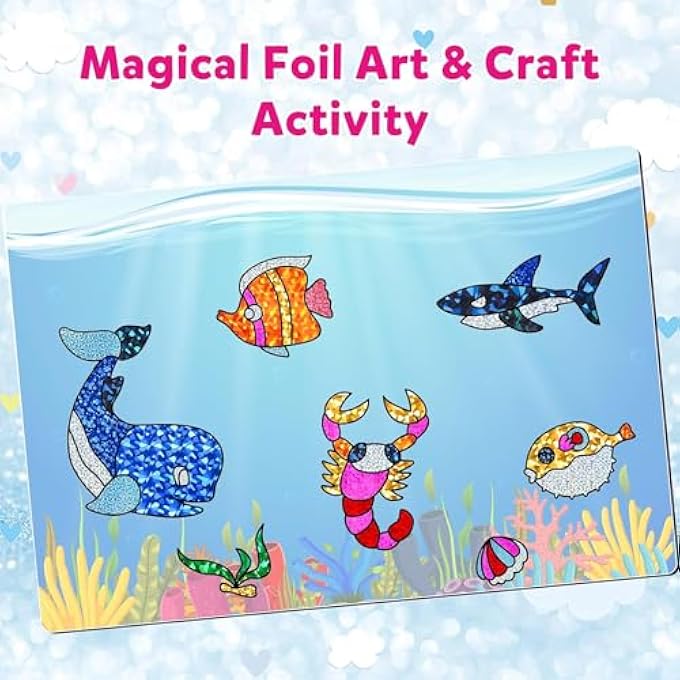 AM ANNA Foil Art Kit for Kids, Foil Fun Craft Kits & Supplies, No Mess Art for Kids, Foil Foam Stickers Art Craft Activity for Kids,DIY Creative Activity for 4+ Year Old Boys Girls - Image 5