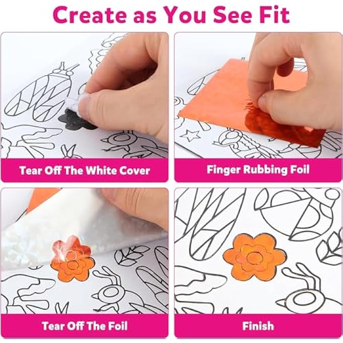 AM ANNA Foil Art Kit for Kids, Foil Fun Craft Kits & Supplies, No Mess Art for Kids, Foil Foam Stickers Art Craft Activity for Kids,DIY Creative Activity for 4+ Year Old Boys Girls - Image 4