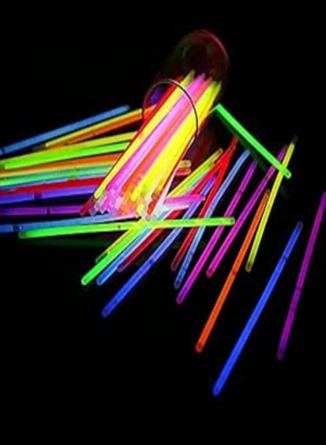 Generic V_GS-Mix 8" Inch Sticks Packs Bracelets Necklaces Neon Light Fluorescent 50 Pieces Glow-in-The-Dark Fun Party Accessory, Multi Colour