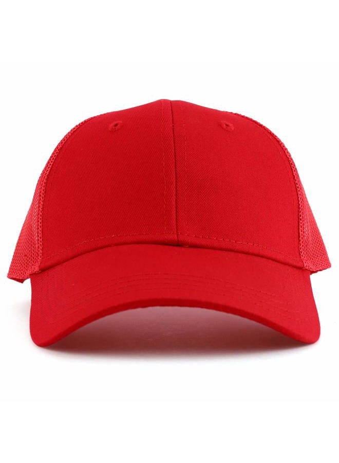Armycrew Youth Size Kid's Cotton Twill 6 Panel Trucker Mesh Baseball Cap, Red, One Size - Image 2