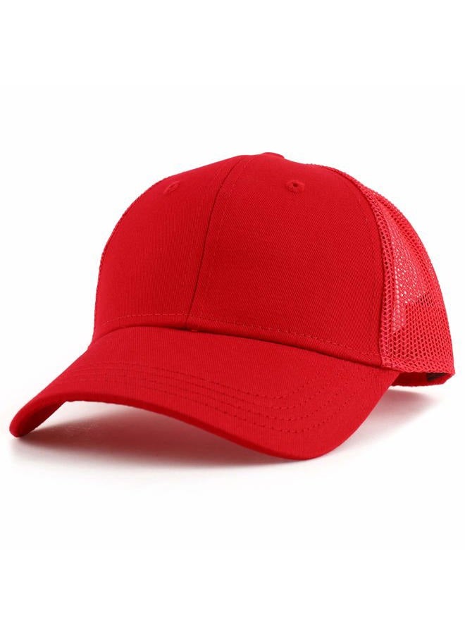 Armycrew Youth Size Kid's Cotton Twill 6 Panel Trucker Mesh Baseball Cap, Red, One Size - Image 1