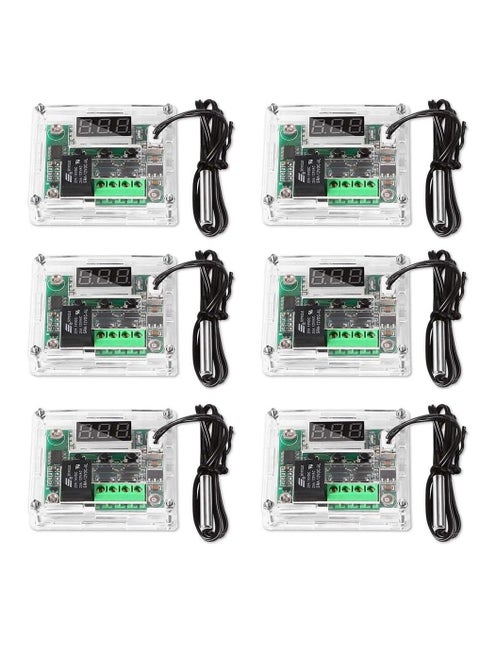 وحدة تحكم في درجة الحرارة مكونة من 6 قطع، وحدة ترموستات رقمية بشاشة LCD XH-W1209، مع مسبار NTC مقاوم للماء، 50~110 درجة مئوية، مفتاح وحدة التحكم في درجة الحرارة الإلكترونية DC 12V