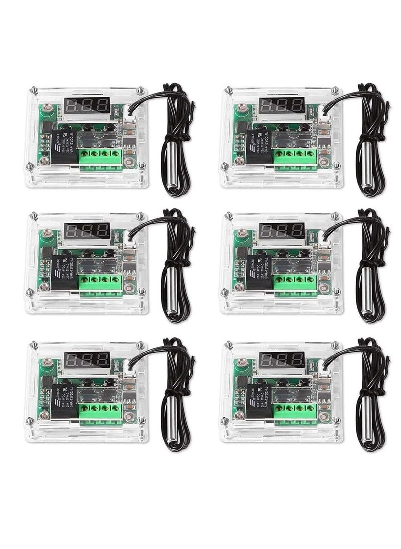 وحدة تحكم في درجة الحرارة مكونة من 6 قطع، وحدة ترموستات رقمية بشاشة LCD XH-W1209، مع مسبار NTC مقاوم للماء، 50~110 درجة مئوية، مفتاح وحدة التحكم في درجة الحرارة الإلكترونية DC 12V