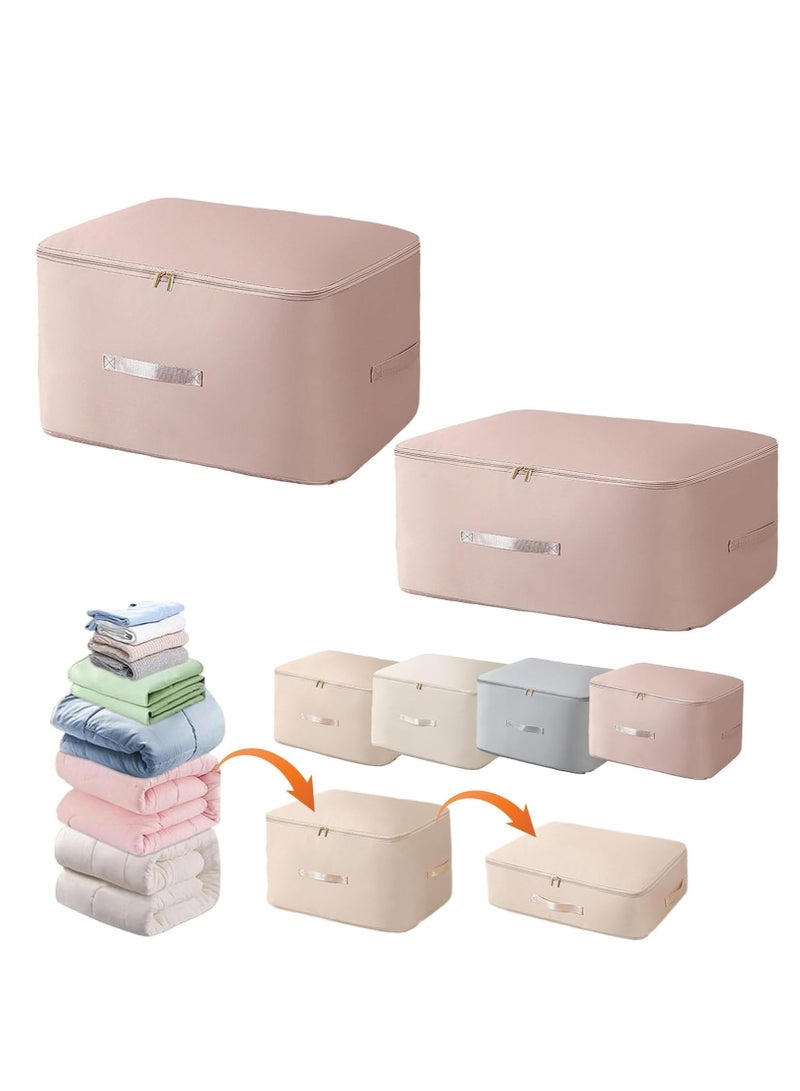 KASTWAVE Ultra Space Saving Self Compression Organizer, Moving Bags Heavy Duty Extra Large, College Moving Bags Heavy Duty, Self Compression Moving Organizer Bags for Clothes, Mattress, Blanket, Duvets, Pink - Image 1
