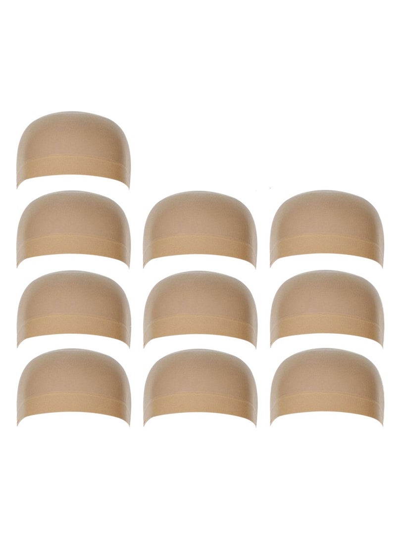 OMORFIEER - Wig Caps10pcs Stretchy Nylon Wig Caps Stocking Caps For Wigs Wig Caps For Women Beige - Image 1