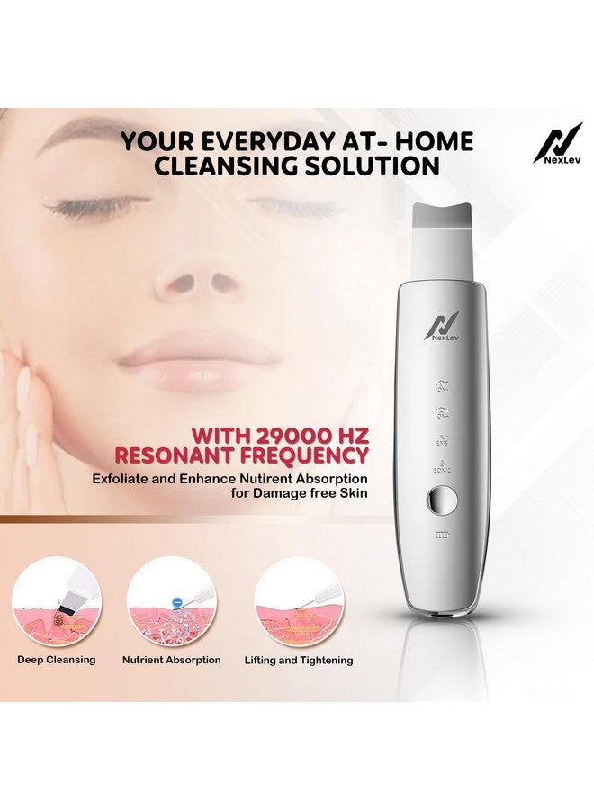 Nexlev Skin Scrubber|Red & Blue LED Therapy|Ultrasonic, EMS & Ionic Modes|Blackheads & Acne Control, Deep Cleansing, Skin Lifting|Dermatologist Approved|2 Silicone Cleaner Caps|Type C|Elixir Pro LE-03 - Image 2