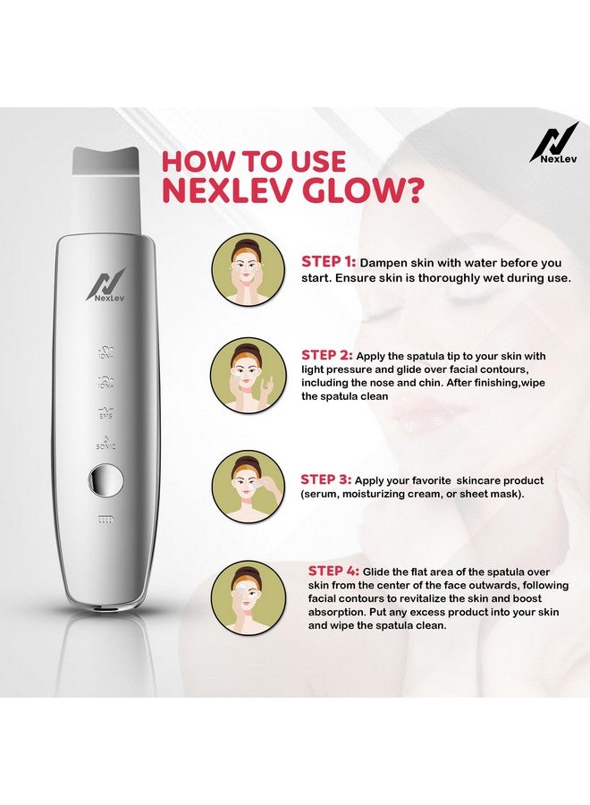 Nexlev Skin Scrubber|Red & Blue LED Therapy|Ultrasonic, EMS & Ionic Modes|Blackheads & Acne Control, Deep Cleansing, Skin Lifting|Dermatologist Approved|2 Silicone Cleaner Caps|Type C|Elixir Pro LE-03 - Image 4