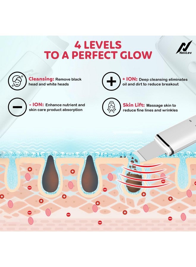 Nexlev Skin Scrubber|Red & Blue LED Therapy|Ultrasonic, EMS & Ionic Modes|Blackheads & Acne Control, Deep Cleansing, Skin Lifting|Dermatologist Approved|2 Silicone Cleaner Caps|Type C|Elixir Pro LE-03 - Image 3