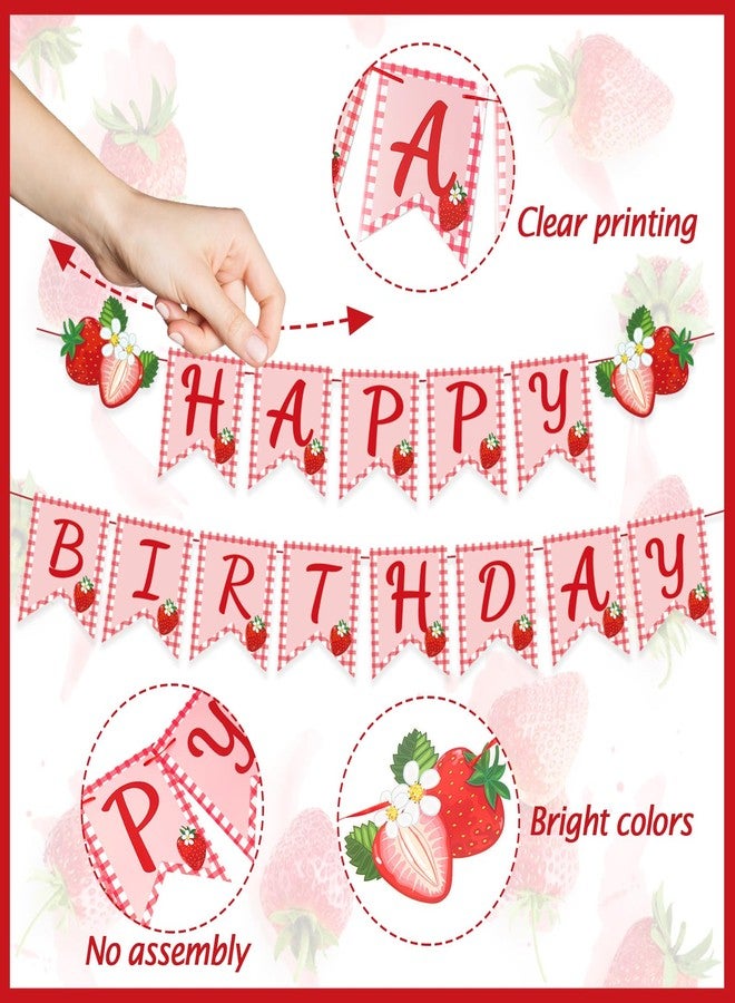 Paper Jazz Strawberry Hanging Banner Decorations，Red Fruit Banners Happy Birthday, Red Berry First Birthday Party Supplies for Baby Shower and Theme 1st Birthday,Strawberry Themed Party Favors. - Image 3