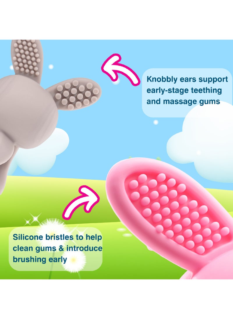 برش بيبي لعبة التسنين Bobbie Bunny على شكل أرنب، باللون الأخضر الأوكالبتوس – لعبة تسنين ممتعة وتفاعلية وحسية للأطفال من عمر 0 إلى 3 سنوات – خالية من مادة BPA، مصنوعة من سيليكون ناعم – لتهدئة اللثة ودعم تطور الفم. - Image 4