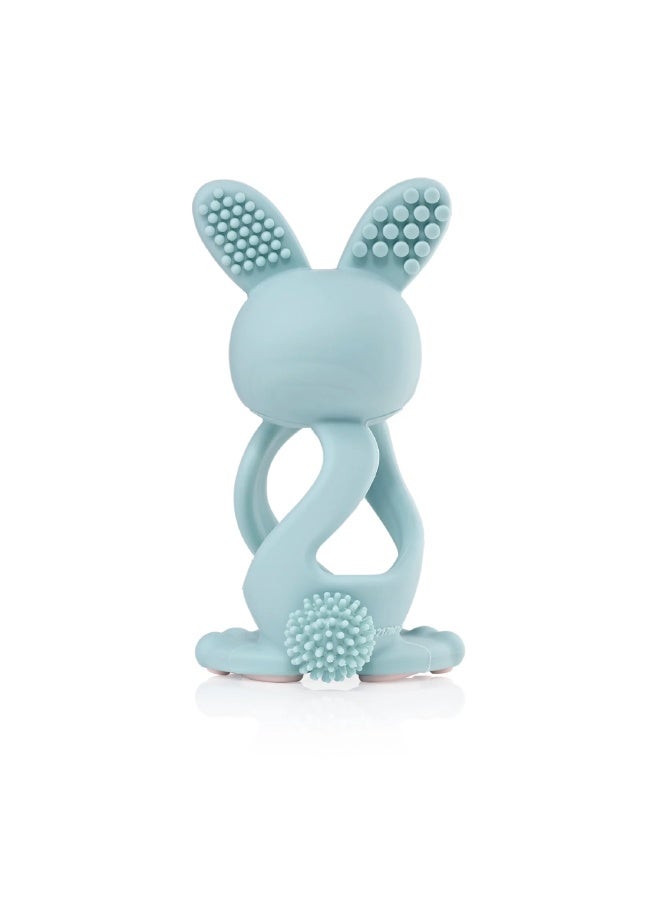 برش بيبي لعبة التسنين Bobbie Bunny على شكل أرنب، باللون الأخضر الأوكالبتوس – لعبة تسنين ممتعة وتفاعلية وحسية للأطفال من عمر 0 إلى 3 سنوات – خالية من مادة BPA، مصنوعة من سيليكون ناعم – لتهدئة اللثة ودعم تطور الفم. - Image 2