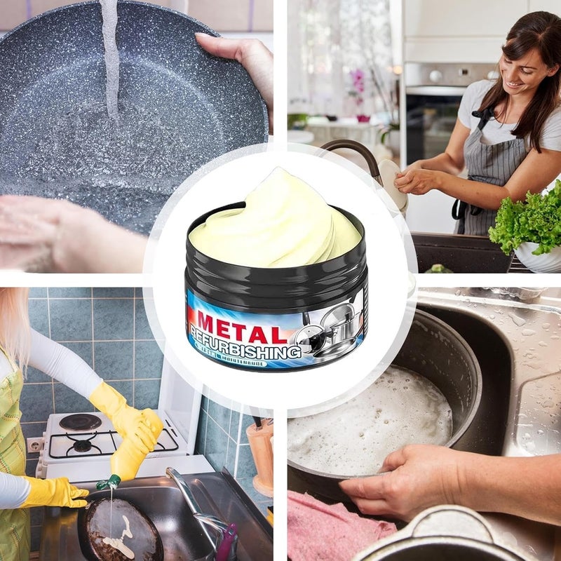 Stainless Steel Cookware Cleaner,Restoring Paste for Metal Cookware - Oven Restoration Cleaner,for Pot Pan Stove Sink Oven Kitchen Bathroom Apartment Restaurant Grilling Barbecue - Image 4