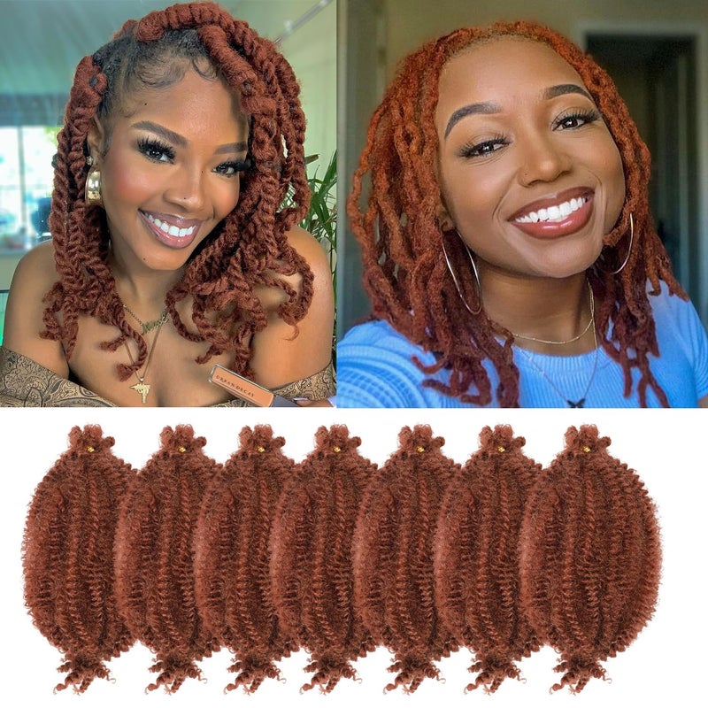 Marley Hair 10 Inch 7 Packs Ginger Marley Twist Braiding Hair for Soft Faux Locs Crochet Hair Pre Separated Springy Afro Twist Hair Cuban Twist Hair Pre Fluffed Spring Twist Hair Extensions 10350