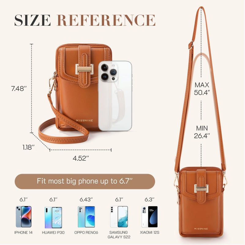 Missnine Small Crossbody Bags for Women Vegan Leather Cell Phone Purses Trendy RFID Wallet Purses with Adjustable Strap - Image 3