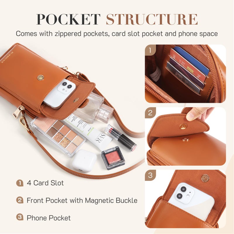 Missnine Small Crossbody Bags for Women Vegan Leather Cell Phone Purses Trendy RFID Wallet Purses with Adjustable Strap - Image 5