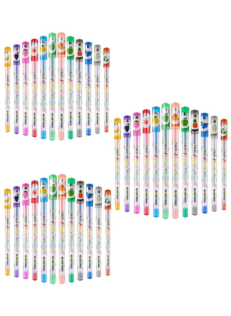 36 Pcs Scented Glitter Color Pen Multicolor Fun Smooth Writing Pens Stationary Kit lovely Scented Smell Good Fruit Flavors Coloring Pen for Girls Kids Arts Crafts School Stuffers - Image 1
