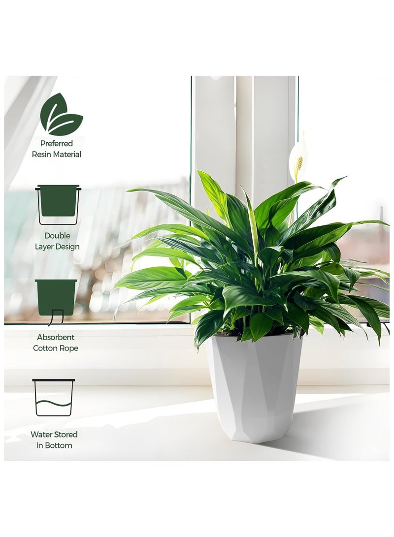 SYOSI 3Pcs Plant Pots Self Watering Planter for Indoor Plant Pots White Flower Plant Pot with Deep Reservoir Plastic Pots for All House Plants Flowers Orchid African Violets 6 Inch - Image 2