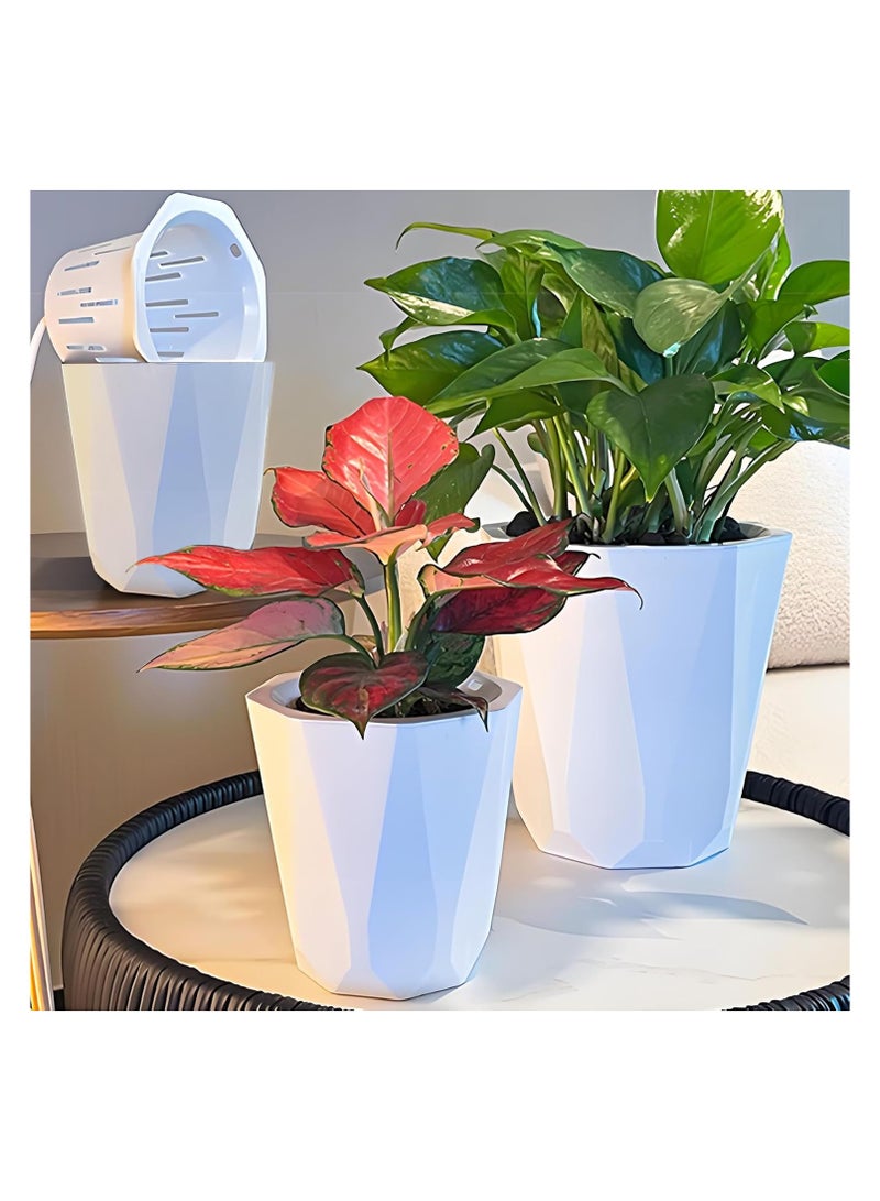 SYOSI 3Pcs Plant Pots Self Watering Planter for Indoor Plant Pots White Flower Plant Pot with Deep Reservoir Plastic Pots for All House Plants Flowers Orchid African Violets 6 Inch - Image 5
