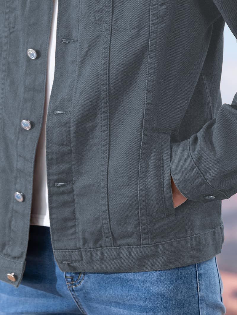 TOPLOT Men’S Denim Jacket || Classic Regular Fit Jeans Jacket For Men || Stylish Branded Jackets For Men (Jeans-Jacket-5266-Dark Grey-M) - Image 2