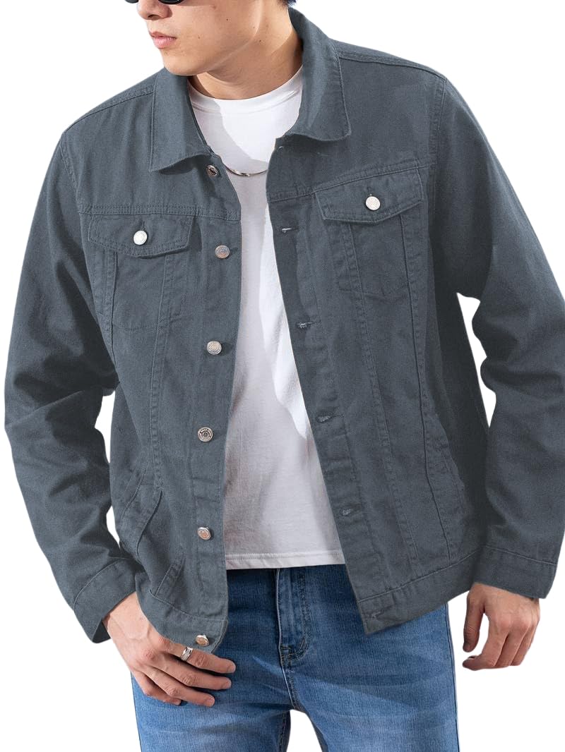 TOPLOT Men’S Denim Jacket || Classic Regular Fit Jeans Jacket For Men || Stylish Branded Jackets For Men (Jeans-Jacket-5266-Dark Grey-M) - Image 5