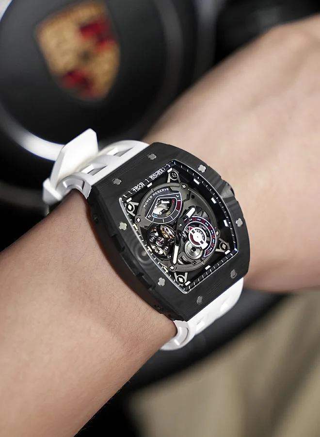 Tsar Bomba white Elemental Series 45.5mm Automatic Men's Watch with White Premium Rubber Strap for Men | Best Price UAE