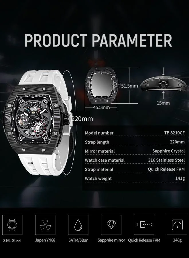 Tsar Bomba white Elemental Series 45.5mm Automatic Men's Watch with White Premium Rubber Strap for Men | Best Price UAE