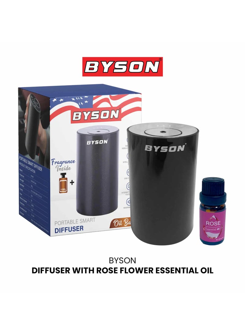 BYSON Ultrasonic Diffuser with Rose Flower Oil and LED Light - Quiet Aroma Mist Maker Humidifier for Calm Atmosphere in Home Spa Bedroom Romantic Scent Meditation Yoga Use (Rose Flower) - Image 1