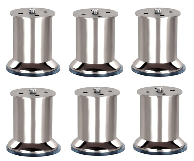 VMD Stainless Steel 6 45 MM Dia MATT Finish 2 mm Heavy Plate Sofa Furniture Legs Pack of 6 - Image 1