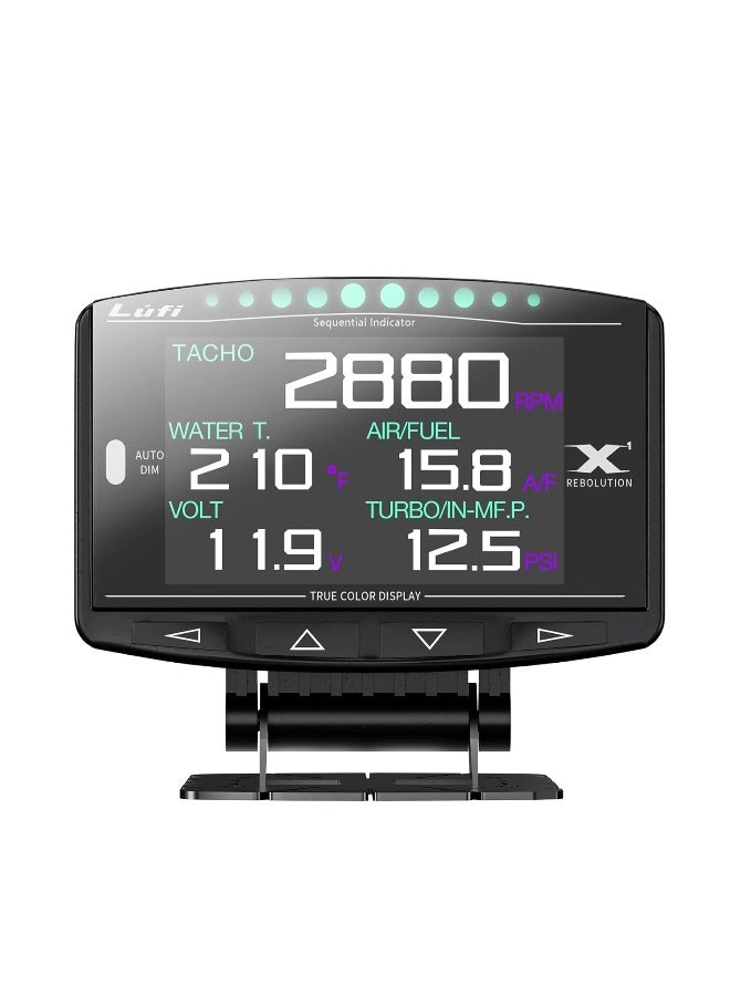 Lufi X1 OBD2 Gauge Display, Boost Gauge, Speedometer, Water Temperature Meter, Multi-ECU Data Combination Cluster - Image 1