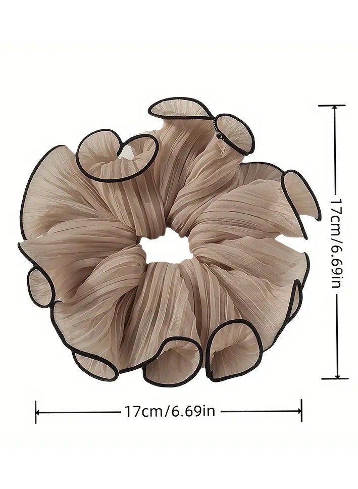 Rozino 4pcs Elegant Minimalist Fabric Hair Rings, Solid Color Pleated Large Intestine Hair Loops, Versatile Fashion Hair Accessories for Daily Wear - Image 3