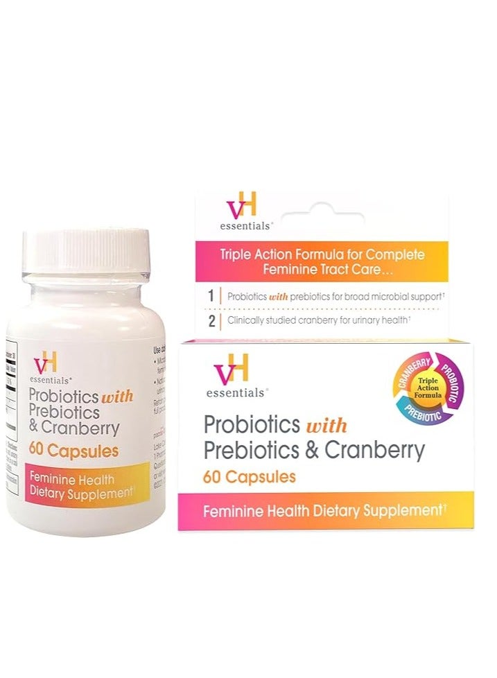Probiotics with Prebiotics and Cranberry Feminine Health Supplement 60 Capsules