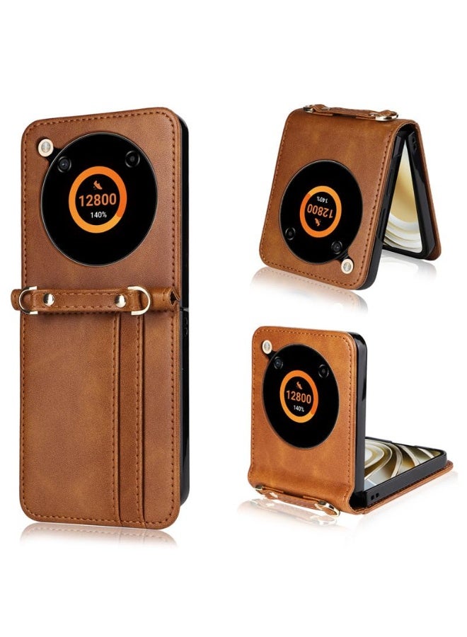 عام غطاء محفظة متوافق مع زدتي نوبيا فليب 2 5G، بحزام كتف متقاطع وحامل بطاقات، غطاء جلدي للهاتف القابل للطي للنساء والرجال والفتيات. - Image 1