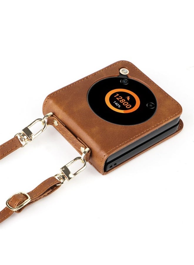 عام غطاء محفظة متوافق مع زدتي نوبيا فليب 2 5G، بحزام كتف متقاطع وحامل بطاقات، غطاء جلدي للهاتف القابل للطي للنساء والرجال والفتيات. - Image 2