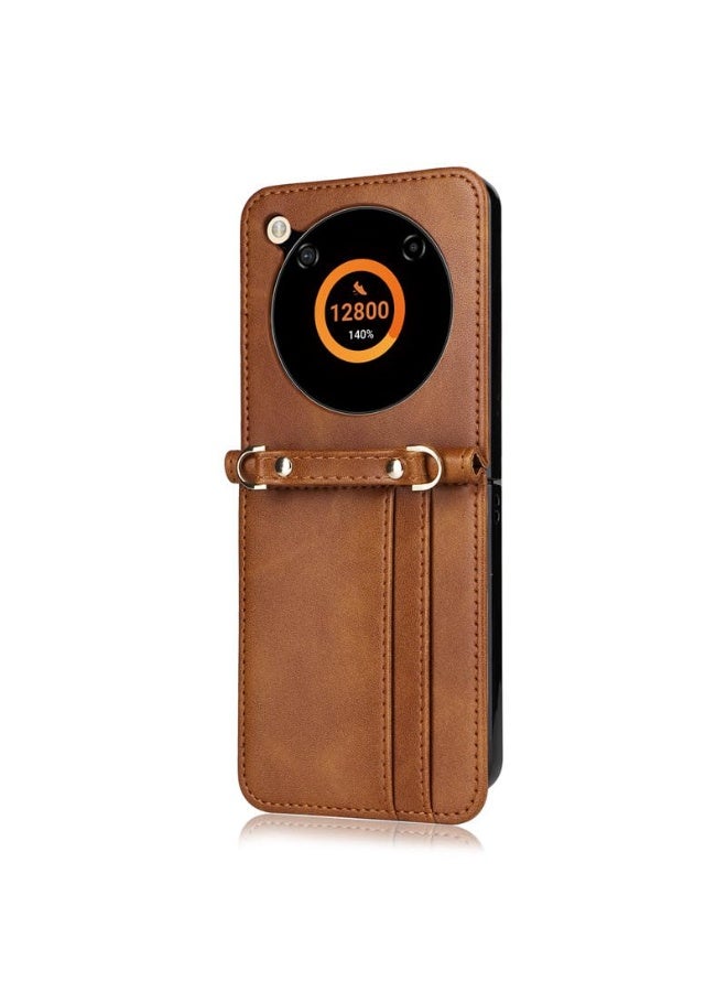 عام غطاء محفظة متوافق مع زدتي نوبيا فليب 2 5G، بحزام كتف متقاطع وحامل بطاقات، غطاء جلدي للهاتف القابل للطي للنساء والرجال والفتيات. - Image 5